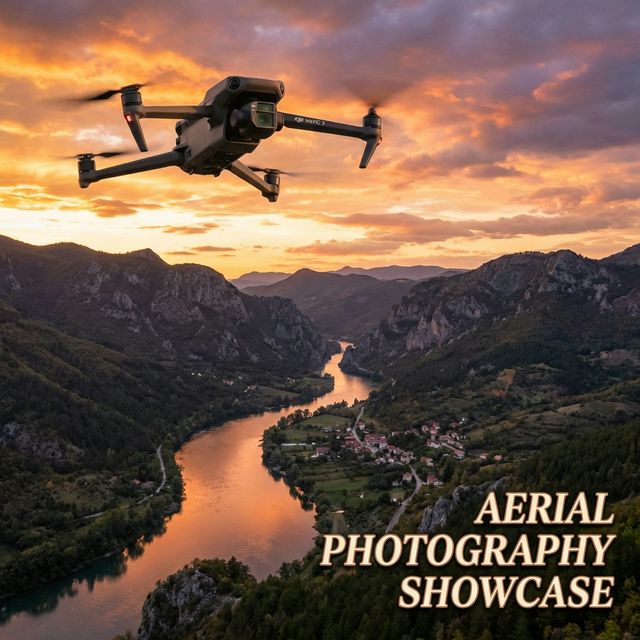 DJI drone in flight over a landscape
